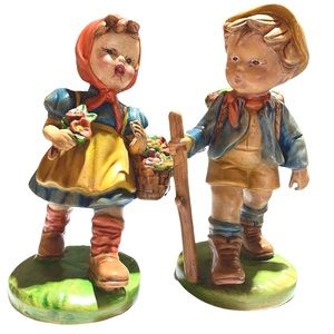 Psir of Vintage Hand Painted Hiking Children 12 inches #Nursery #baby gift